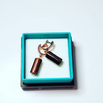 Red Tiger Eye tube earrings