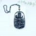 Black Obsidian Goddess of Mercy image carving necklace
