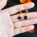 Dark blue Rhinestone Gold Plated Earrings