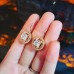 Gold plated earring Clear Zirconia Lever Back Round