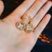 Gold plated earring Clear Zirconia Lever Back Round