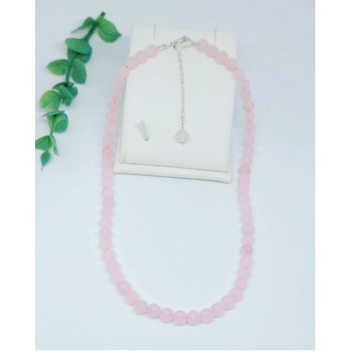 Matte Rose Quartz beaded Choker