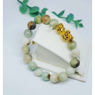 Amazonite Pixiu Fabulous Wild Beast Feng Shui bracelet 10 mm