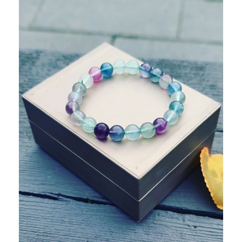 Rainbow Fluorite (greenish-purple) beaded bracelet