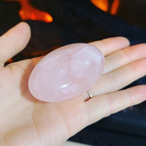 Rose Quartz big Palm Stone Polished Crystal