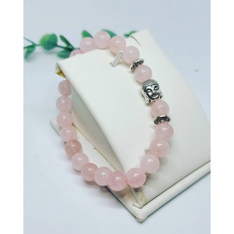 Rose Quartz  beaded Buddha symbol Bracelet