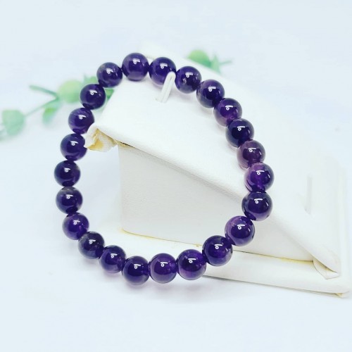 Amethyst high grade beaded bracelet 8 mm