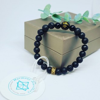 Lava Stone Mantra bracelet 8 mm