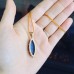 Lapis Lazuli teardrop Gold tone Pendant with a brown cotton cord