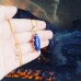 Lapis Lazuli teardrop Gold tone Pendant with a brown cotton cord