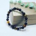Tiger Eye, Black Agate and Hematite beaded Unisex style bracelet 8 mm