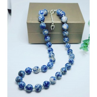 Sodalite beaded necklace with Horseshoe charm 10 mm
