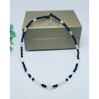 Blue Goldstone and Sea Opal Minimalist choker style necklace