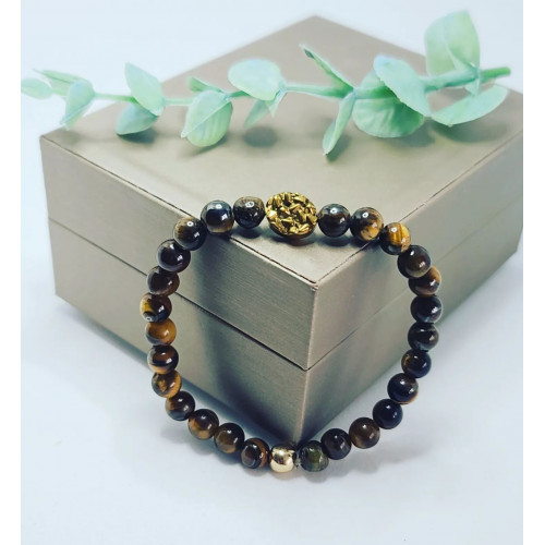Tiger Eye and Golden Hematite beaded bracelet 6 mm
