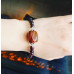 Garnet, Lace Agate charm bracelet 7 mm