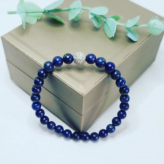 Lapis Lazuli Zirconia Stainless steel charm bracelet 6 mm