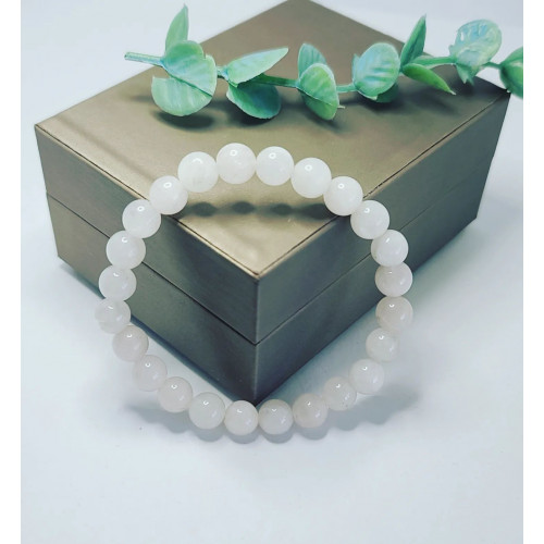 Rose Quartz lighter color beaded bracelet 8 mm