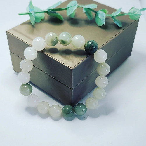 White Jade beaded Bracelet 10 mm