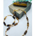 Brown Lace Agate tube, golden Hematite and Czech glass necklace and bracelet set