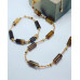 Brown Lace Agate tube, golden Hematite and Czech glass necklace and bracelet set
