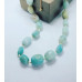 Amazonite mixed size Bead, Czech Glass, gold plated heart clasp necklace
