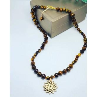 Tiger Eye, Ertzgamma Lucky Star Amulet Unisex necklace 6 mm, 8 mm