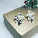Clear Rhinestones flower shape, Black Agate earrings