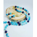 Matte Frosted Blue Agate, Lapis Lazuli star/sun charm necklace and earrings set