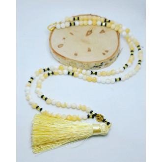 Yellow Jade Tassel Mala 108 beads necklace