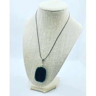 Green Agate rectangular shape cord pendant
