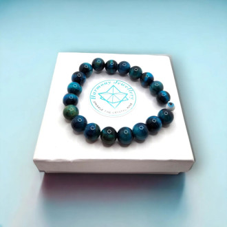 Blue Tiger Eye , Evil Eye Bracelet 10 mm