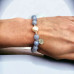 Faceted Aquamarine Quartz, Freshwater Pearl, Harmony charm bracelet 8 mm