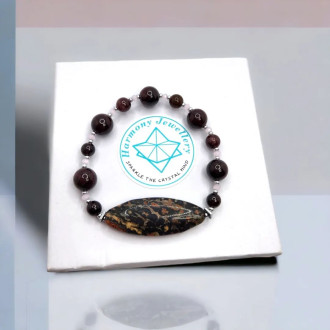 Rhodonite, Garnet, Czech Glass bracelet