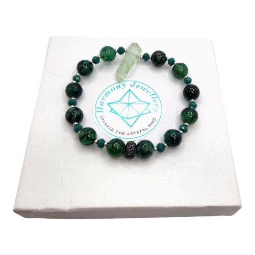 Green Agate, Raw Green Quartz Charm bracelet