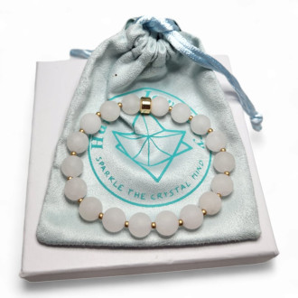 8 mm Matte Rose Quartz Bracelet with gold-plated charm 8 mm Matte Rose Quartz Bracelet with gold-plated charm