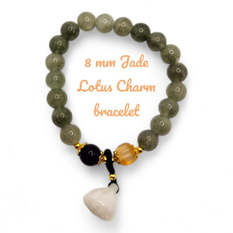 8mm Jade  Lotus Charm bracelet