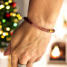 4mm Cinnabar and Strawberry Quartz Bracelet with Gold-Plated Charm