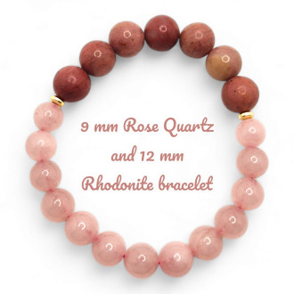9 mm Rose Quartz and 12 mm Rhodonite bracelet 9 mm Rose Quartz and 12 mm Rhodonite bracelet