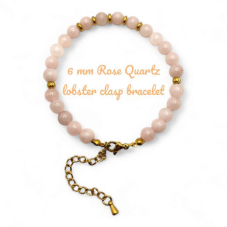 6 mm Rose Quartz lobster clasp bracelet 6 mm Rose Quartz lobster clasp bracelet
