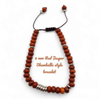 6 mm Red Jasper Shamballa style bracelet