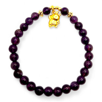 6mm Amethyst with Reindeer charm Bracelet