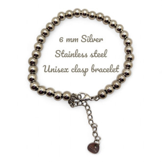 6 mm Silver Stainless Steel Unisex clasp bracelet