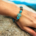  8 mm Turquoise and Jasper Turtle charm bracelet 