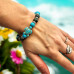  8 mm Turquoise and Jasper Turtle charm bracelet 