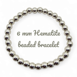 6 mm Hematite Beaded Bracelet 