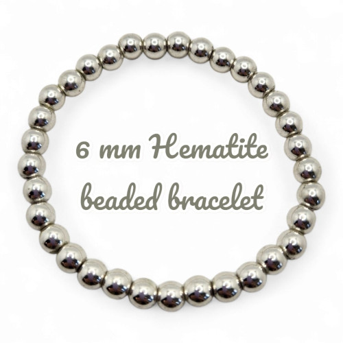 6 mm Hematite Beaded Bracelet 