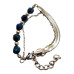 8 mm Faceted Blue Tiger Eye, Double Chain Stainless Steel Bracelet