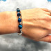 8 mm Faceted Blue Tiger Eye, Double Chain Stainless Steel Bracelet