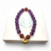 8 mm Amethyst and Strawberry Quartz Gold plated charm bracelet