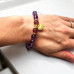 8 mm Amethyst and Strawberry Quartz Gold plated charm bracelet